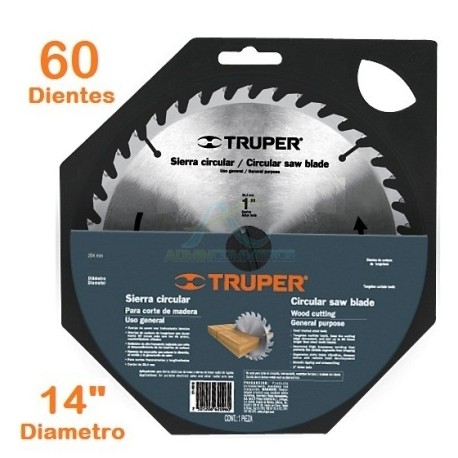 SIERRA CIRCULAR PARA MADERA 14″ 60 DIENTES CENTRO 1″