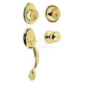 CERRADURA ENTRADA LATON BRILLANTE DOBLE POMO-JALADERA