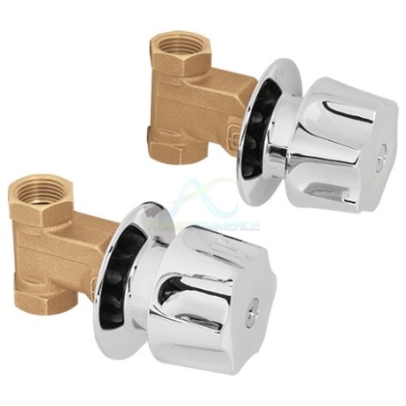 JUEGO 2 LLAVES EMPOTRAR REGADERA ROSCABLES CUBO BASIC