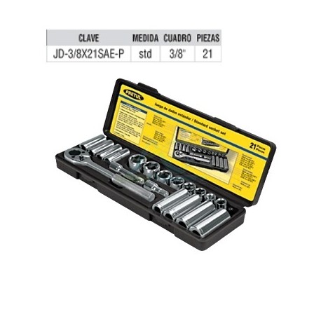 JUEGO DE DADOS CUADRO 3/8″ 21 PZAS STANDARD PRETUL