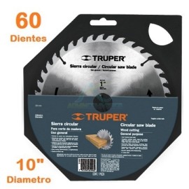 SIERRA CIRCULAR PARA MADERA 10″ 60 DIENTES CENTRO 1″