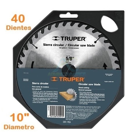 SIERRA CIRCULAR PARA MADERA 10″ 40 DIENTES CENTRO 5/8″