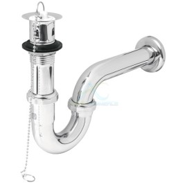 CESPOL DE LATON CROMADO PARA LAVABO CON TAPON Y CADENA