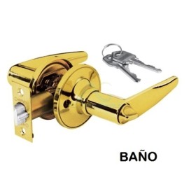 CERRADURA MANIJA LATON BRILLANTE BAÑO