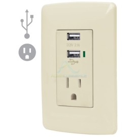 CONTACTO 2 POLOS + TIERRA CON 2 PUERTOS USB ITALIANA