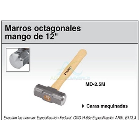 MARRO OCTAGONAL 4 LBS. MANGO MADERA 12″