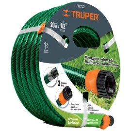MANGUERA 20 M 1/2″ REFORZADA 3CAPAS CONEXIONES PLASTICAS