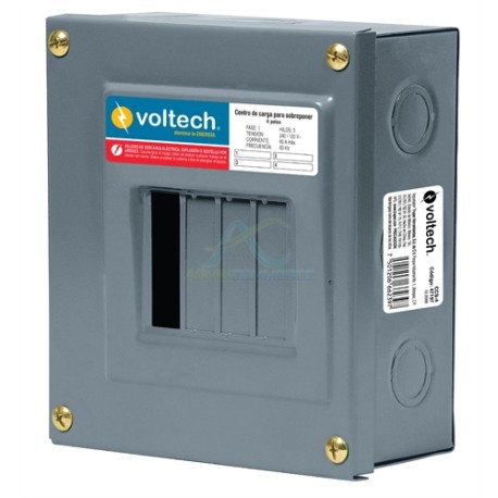 CENTRO DE CARGA DE SOBREPONER 4 POLOS VOLTECH