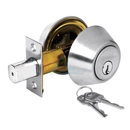 CERROJO CROMO MATE DOBLE CILINDRO