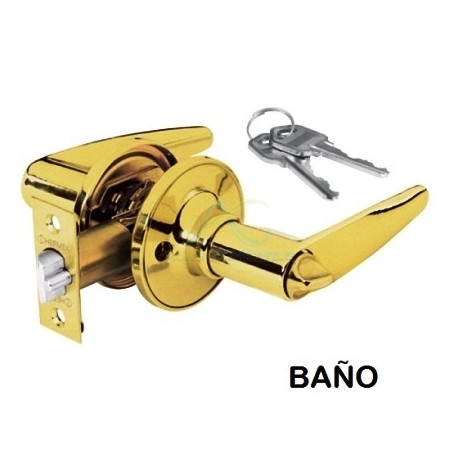 CERRADURA MANIJA LATON BRILLANTE BAÑO