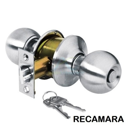 CERRADURA POMO CROMO MATE ESFERA RECAMARA