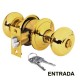 CERRADURA POMO LATON BRILLANTE OVAL ENTRADA