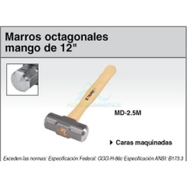 MARRO OCTAGONAL 3 LBS. MANGO MADERA 12″