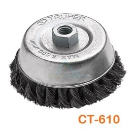 CARDA DE COPA ALAMBRE TRENZADO FINO 4″ PARA ESMERIL