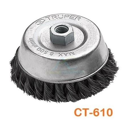 CARDA DE COPA ALAMBRE TRENZADO FINO 4″ PARA ESMERIL