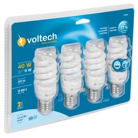 FOCO 9 W ESPIRAL MINI T2 EN CAJA 4 PIEZAS VOLTECH
