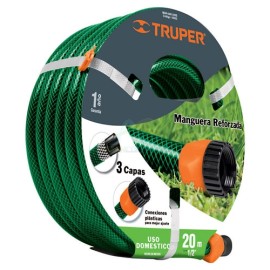 MANGUERA 10 M 1/2″ REFORZADA 3CAPAS CONEXIONES PLASTICAS