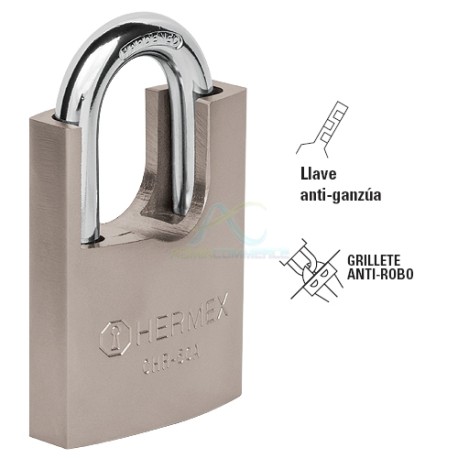 CANDADO DE HIERRO CON CORAZA 50 MM LLAVE ANTI-GANZUA