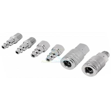 JUEGO DE 4 CONECTORES Y 2 COPLES COMPRESOR DE AIRE PRETUL