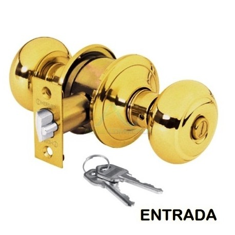 CERRADURA POMO LATON BRILLANTE OVAL ENTRADA